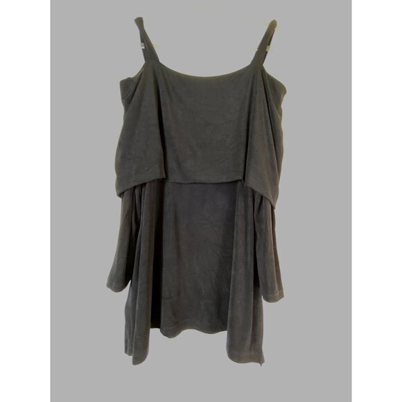 Chicos Travelers Black Cold Shoulder Stretch Blouse Top Size 2 / Large Classic - Picture 1 of 5
